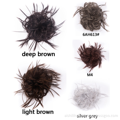 Aishili wholesale messy hair buns extension synthetic hair Elastic Band Chignon for women